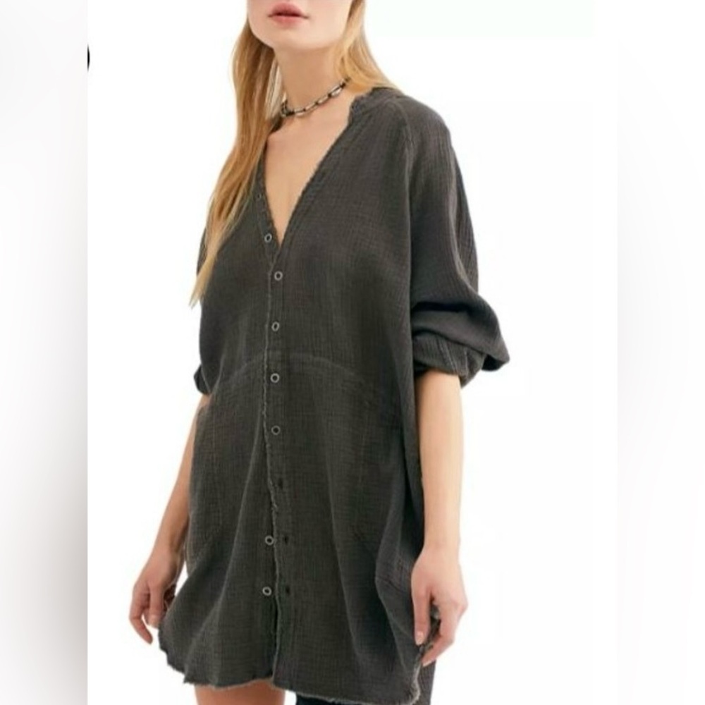We The Free Summer Daydream Button Down Shirt Womens Medium Cotton Tunic